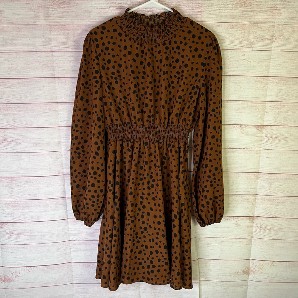 SHEIN Dalmatian Print Lantern Sleeve Dress Size 12 | XL